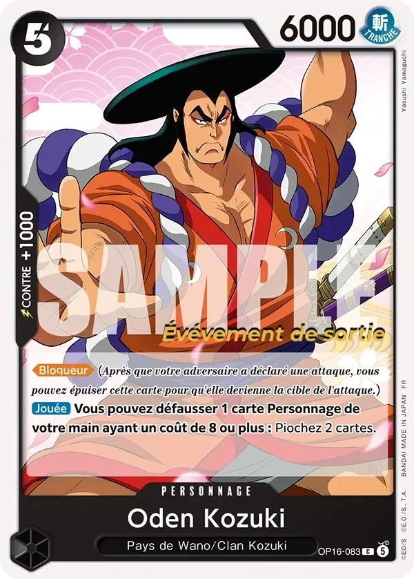 Carte One Piece française Oden Kozuki OP16-083 C