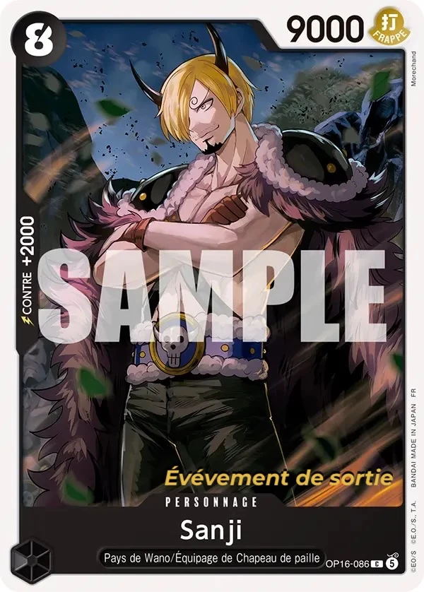 Carte One Piece française Sanji OP16-086 C