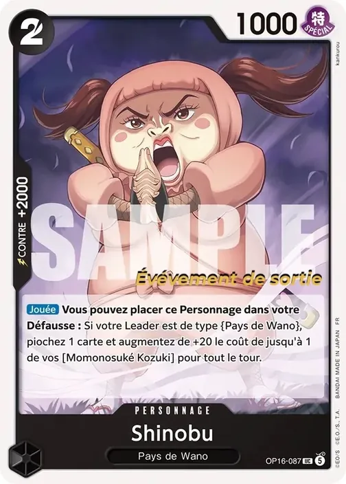Carte One Piece française OP16-087 Shinobu