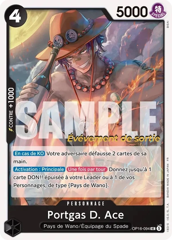 Carte One Piece française Portgas D. Ace OP16-094 UC