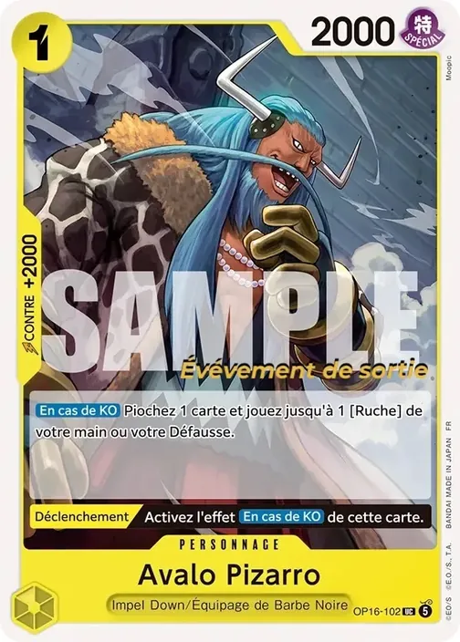 Carte One Piece française OP16-102 Avalo Pizarro