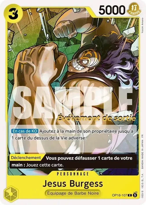 Carte One Piece française OP16-107 Jesus Burgess