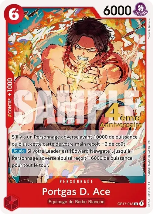 Carte One Piece française OP17-013 Portgas D. Ace