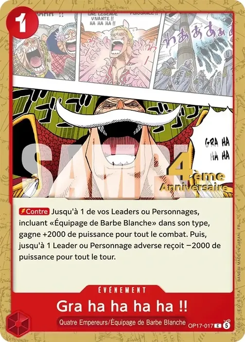Carte One Piece française OP17-017 Gra ha ha ha ha !!