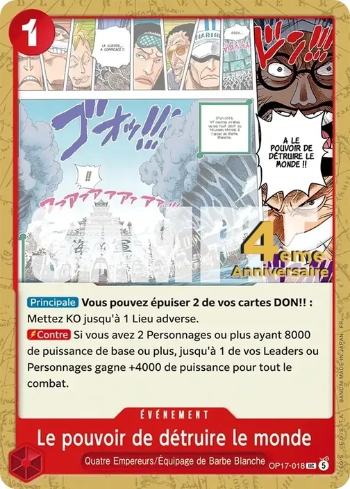 Carte One Piece française OP17-018 Le pouvoir de détruire le monde