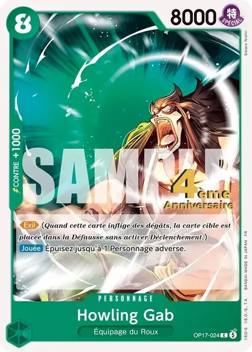Carte One Piece française OP17-024 Howling Gab