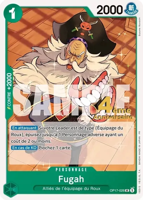 Carte One Piece française OP17-026 Fugah