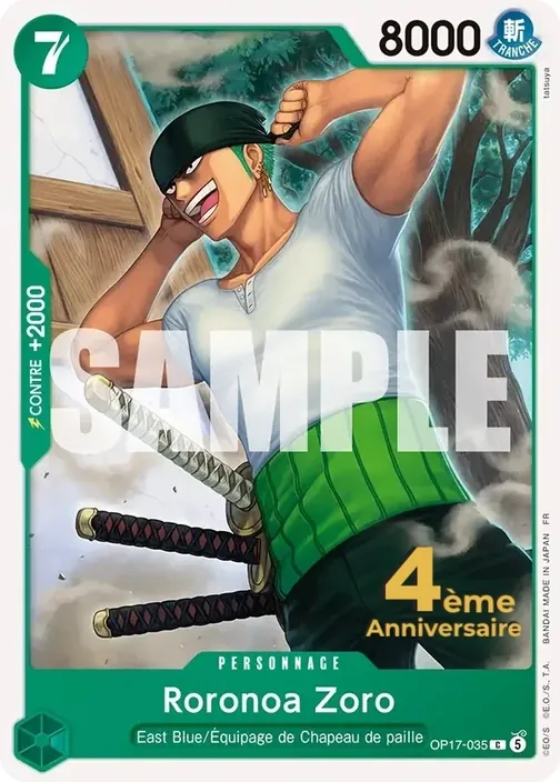 Carte One Piece française OP17-035 Roronoa Zoro