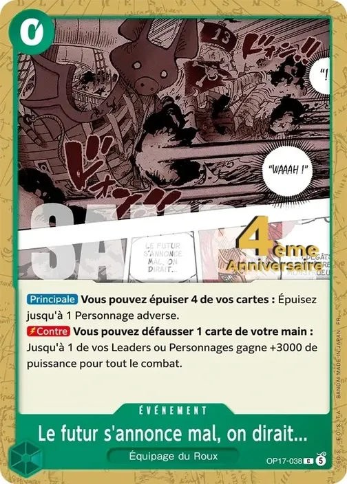 Carte One Piece française OP17-038 Le futur s'annonce mal, on dirait...
