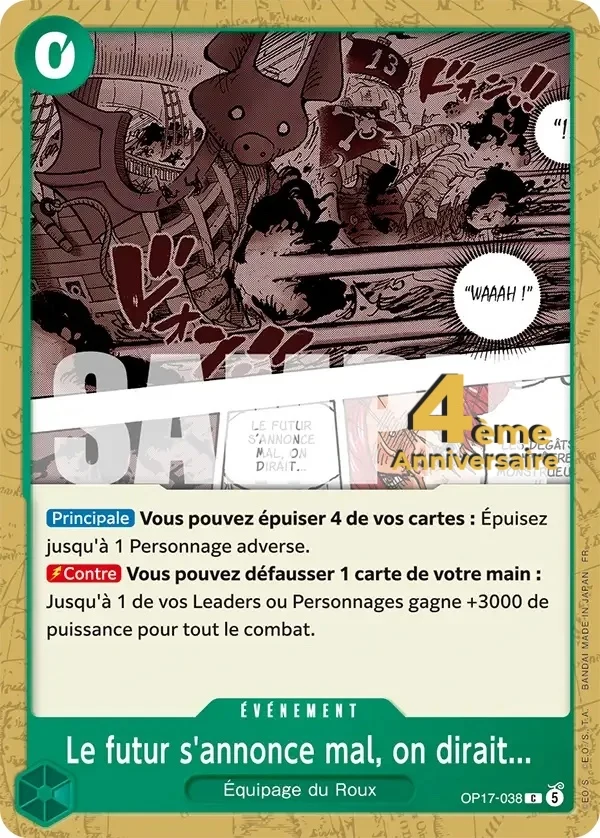 Carte One Piece française Le futur s'annonce mal, on dirait... OP17-038 C