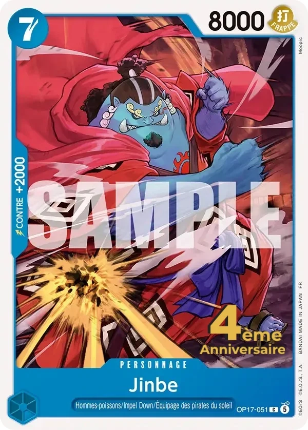 Carte One Piece française Jinbe OP17-051 C