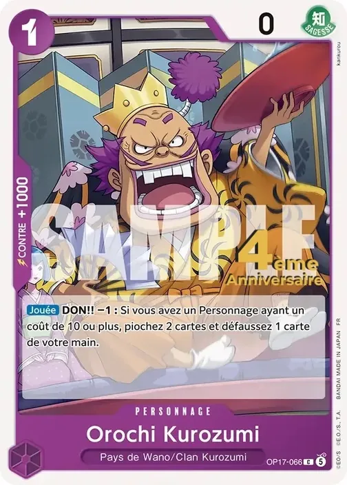 Carte One Piece française OP17-066 Orochi Kurozumi