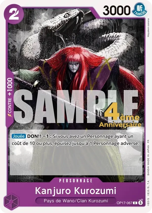 Carte One Piece française Kanjuro Kurozumi OP17-067 C