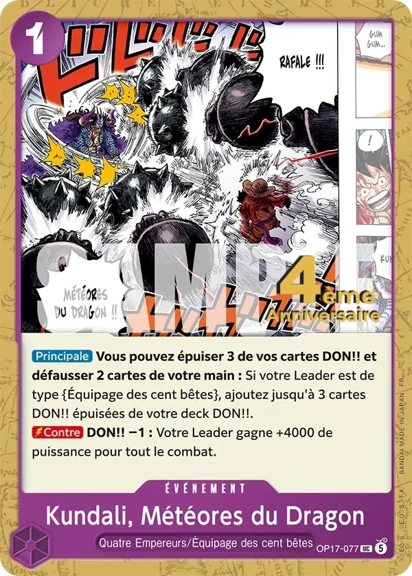 Carte One Piece française Kundali, Météores du Dragon OP17-077 UC