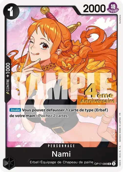 Carte One Piece française OP17-086 Nami