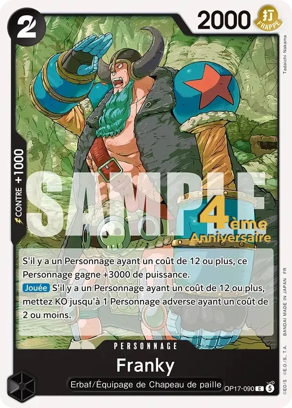 Carte One Piece française Franky OP17-090 C