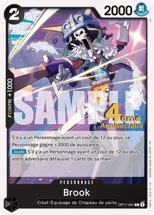 Carte One Piece française OP17-091 Brook