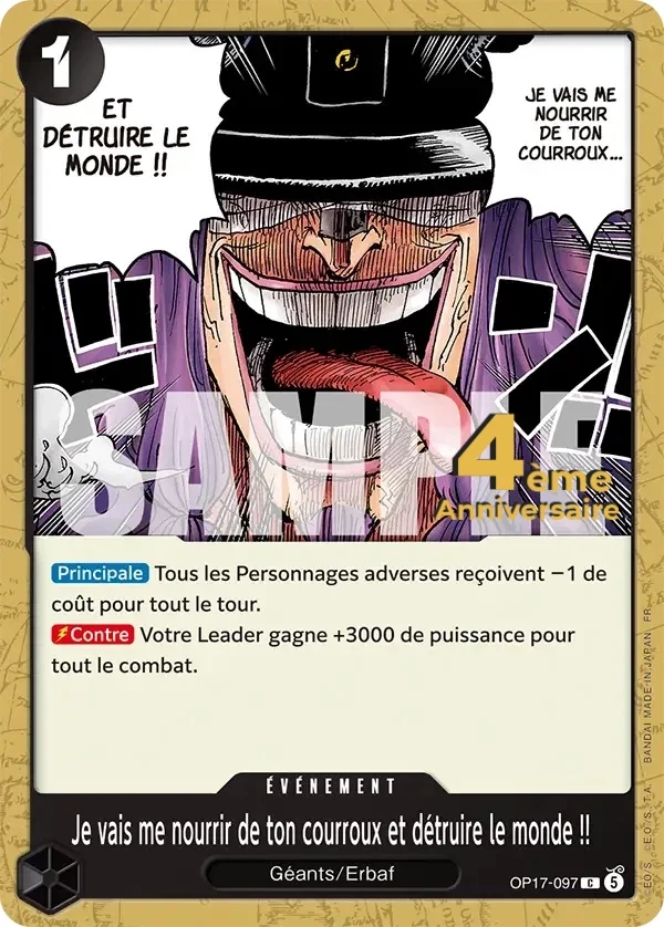 Carte One Piece française Je vais me nourrir de ton courroux et détruire le monde !! OP17-097 C