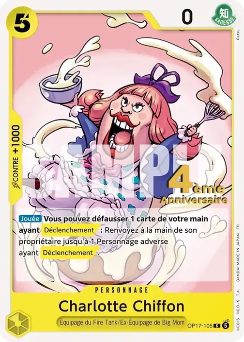 Carte One Piece française OP17-105 Charlotte Chiffon