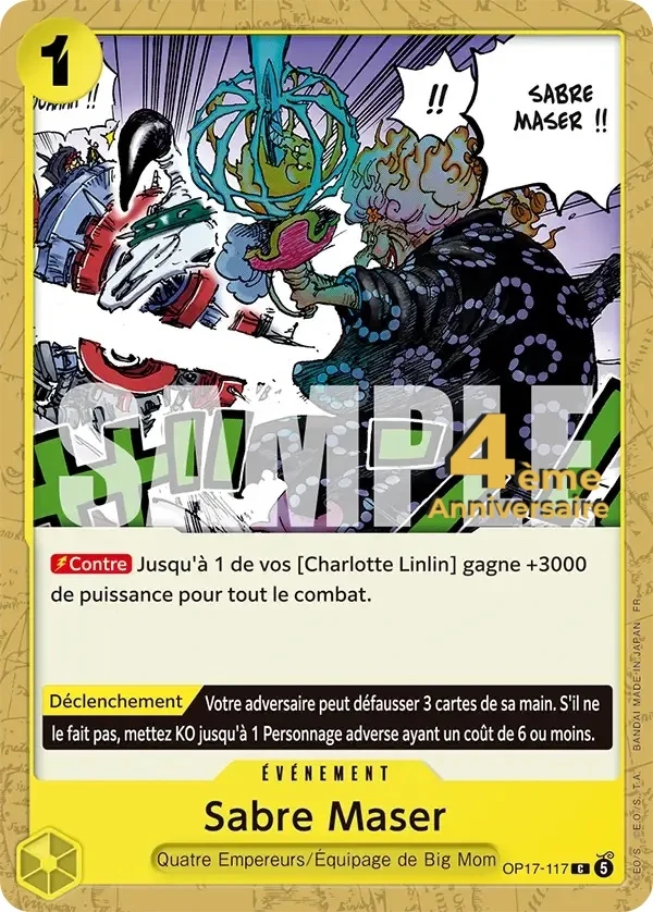 Carte One Piece française Sabre Maser OP17-117 C