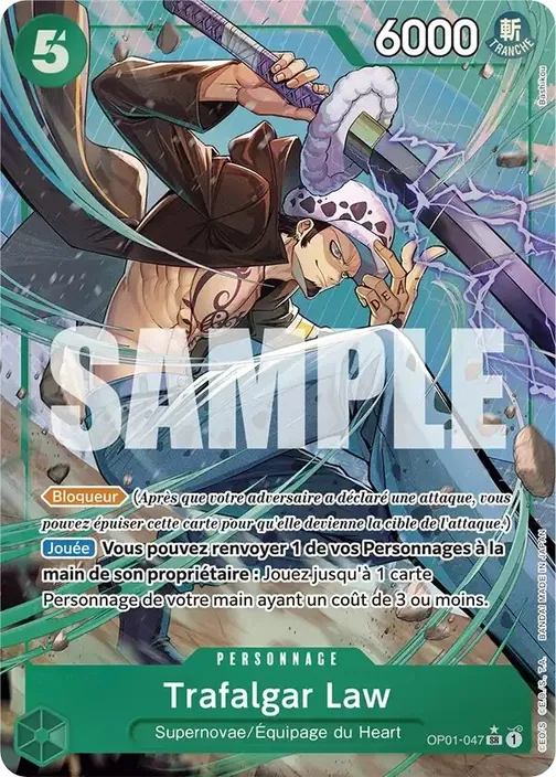 Carte One Piece française OP01-047 Trafalgar Law (version 5)