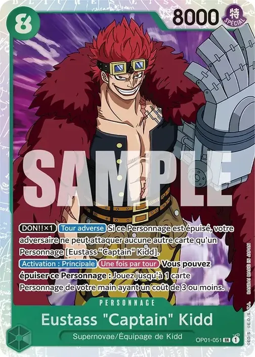 Carte One Piece française OP01-051 Eustass "Captain" Kidd (version 4)