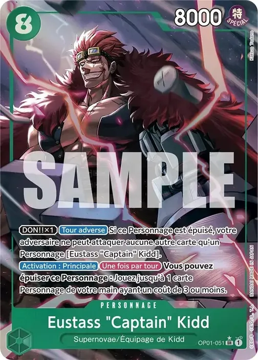 Carte One Piece française OP01-051 Eustass "Captain" Kidd (version 5)