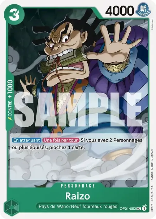 Carte One Piece française OP01-052 Raizo (version 3)