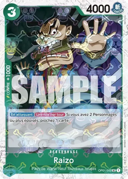 Carte One Piece française OP01-052 Raizo (version 4)