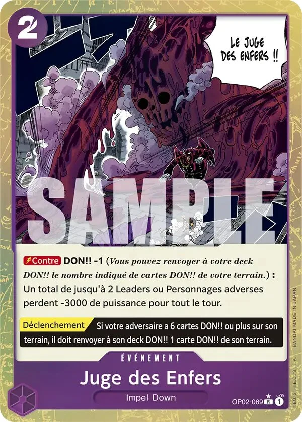 Carte One Piece française Juge des Enfers OP02-089 R