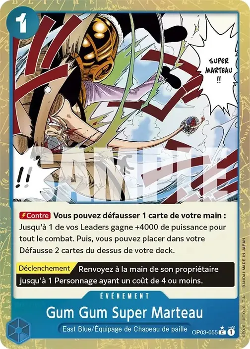 Carte One Piece française OP03-055 Gum Gum Super Marteau (version 4)