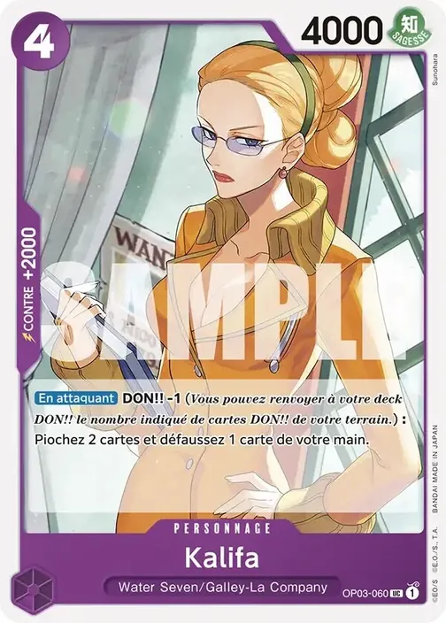 Carte One Piece française OP03-060 Kalifa (version 2)