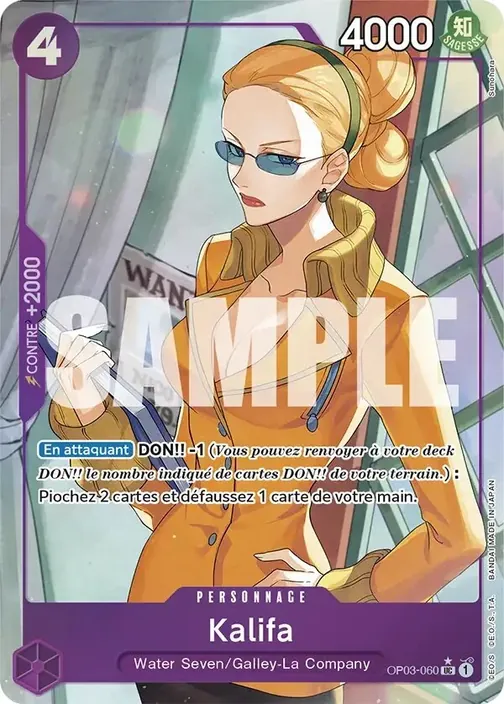 Carte One Piece française OP03-060 Kalifa (version 4)