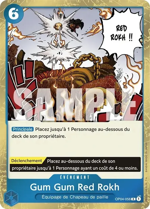 Carte One Piece française OP04-056 Gum Gum Red Rokh