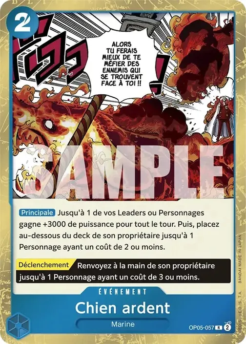 Carte One Piece française OP05-057 Chien ardent
