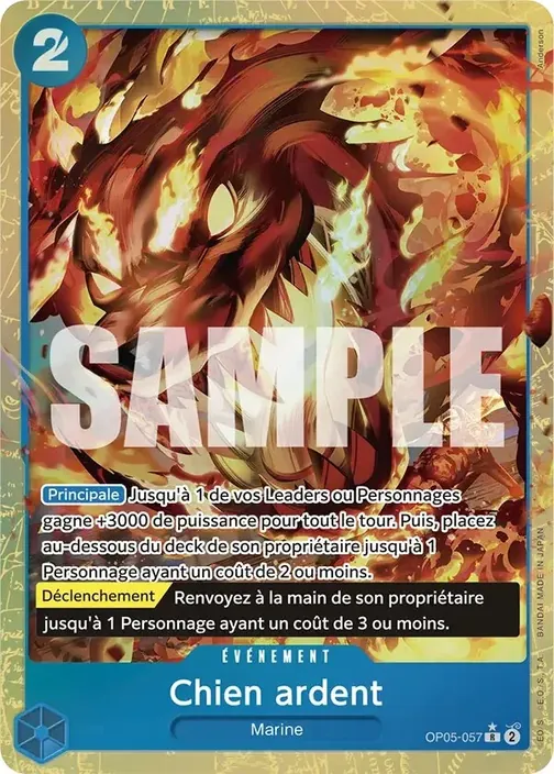 Carte One Piece française OP05-057 Chien ardent (version 5)