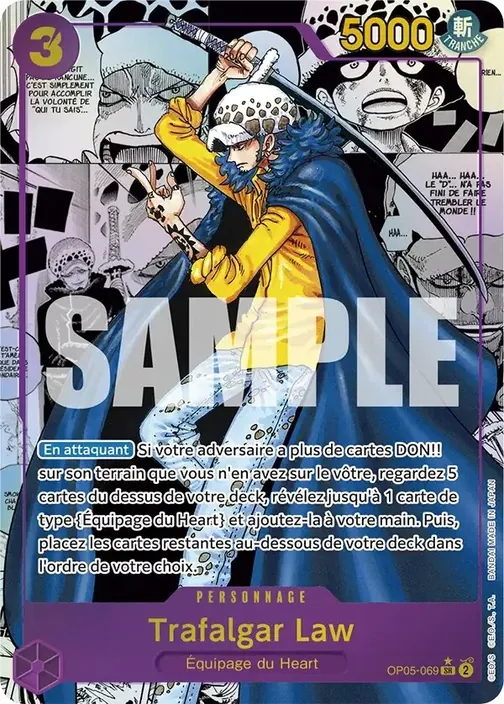 Carte One Piece française OP05-069 Trafalgar Law (version 4)