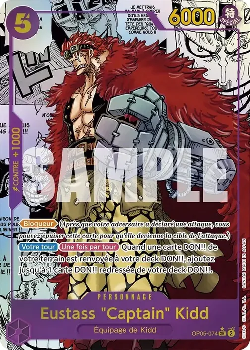 Carte One Piece française OP05-074 Eustass "Captain" Kidd (version 7)