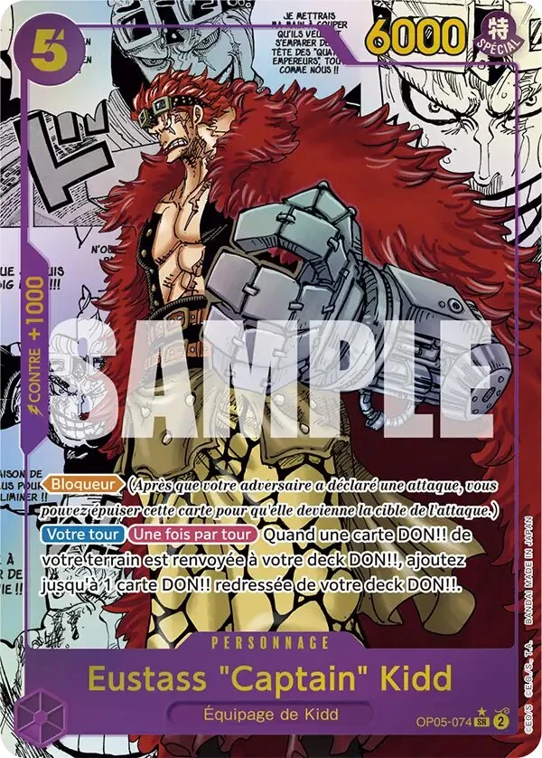 Carte One Piece française Eustass "Captain" Kidd OP05-074 SR