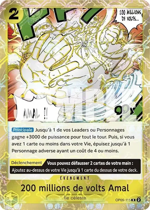 Carte One Piece française OP05-115 200 millions de volts Amal (version 2)