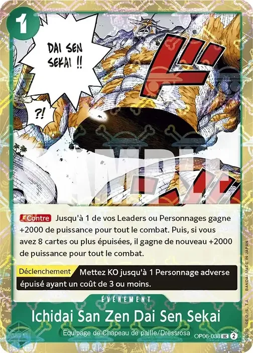 Carte One Piece française OP06-038 Ichidai San Zen Dai Sen Sekai (version 2)