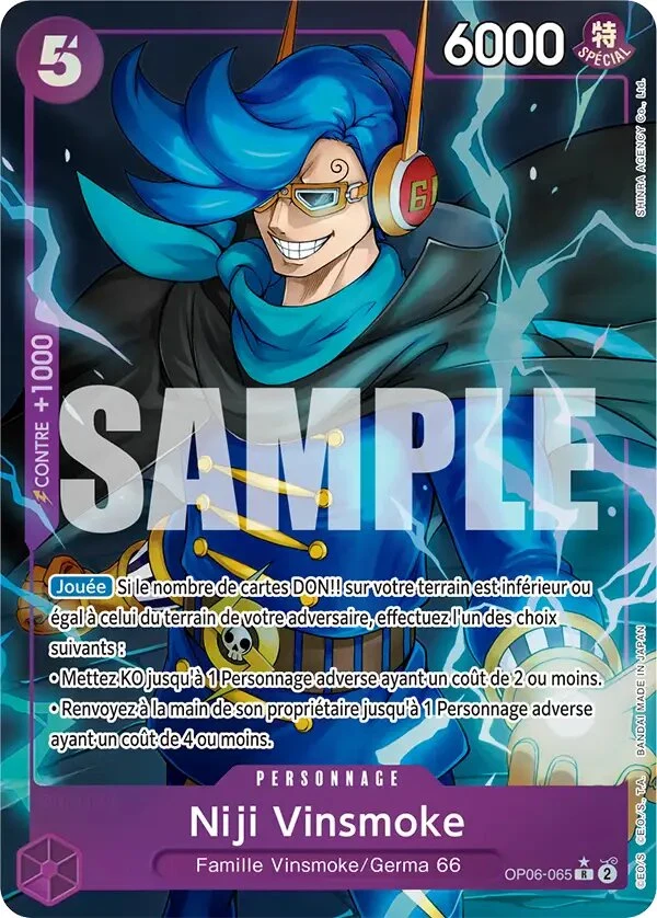 Carte One Piece française Niji Vinsmoke OP06-065 R