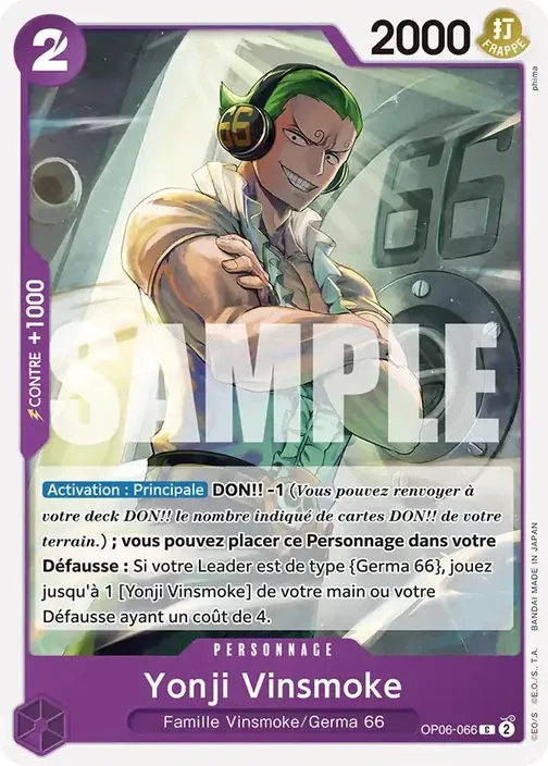 Carte One Piece française OP06-066 Yonji Vinsmoke (version 2)