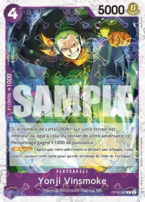 Carte One Piece française OP06-067 Yonji Vinsmoke (version 3)