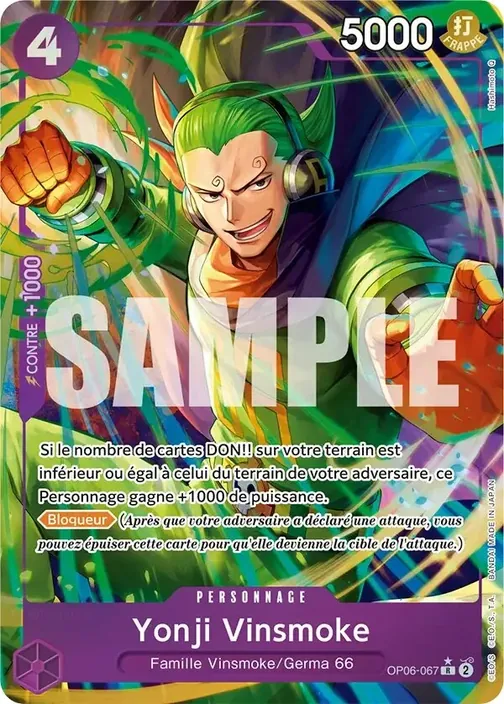 Carte One Piece française OP06-067 Yonji Vinsmoke (version 5)