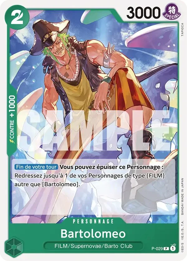 Carte One Piece française Bartolomeo P-029 P