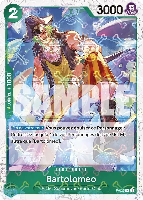 Carte One Piece française Bartolomeo P-029 P