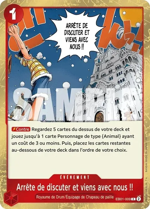 Carte One Piece française EB01-009 Arrête de discuter et viens avec nous !! (version 2)