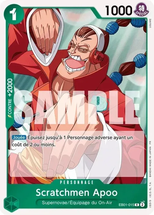 Carte One Piece française EB01-015 Scratchmen Apoo