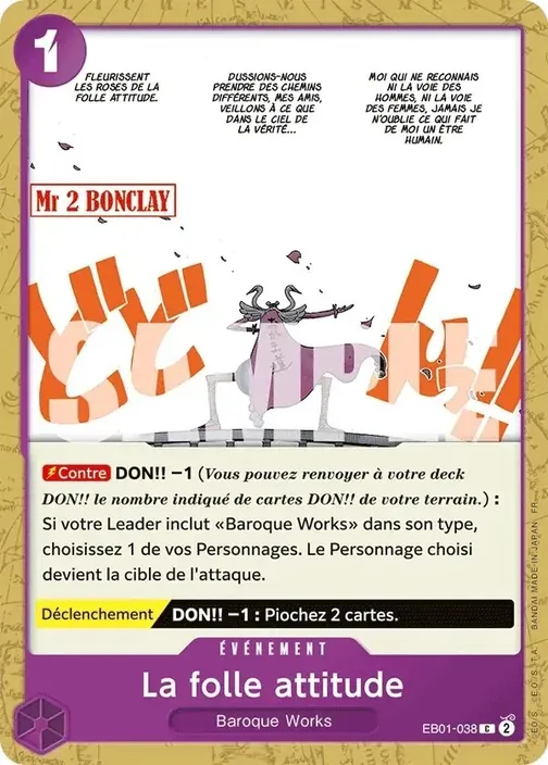 Carte One Piece française EB01-038 La folle attitude